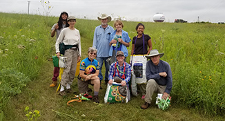 Small group of volunteers after a seed collection event at Schumacher Farm County Park