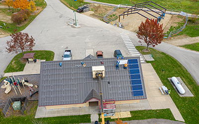 solar panel installation and shelter construction