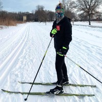Cross-country skier at W.G. Lunney Lake Farm County Park