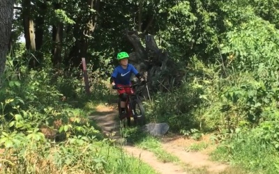 Mountain Biker on the trail at CamRock County Park